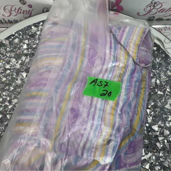 Shirt flowers ruffle details vintage Striped Purple Blouse with Floral Accents - Picture 10 of 10